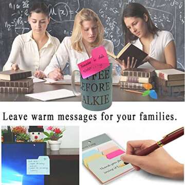 Years Calm Divider Sticky Notes 90 Ruled Notes with 6 Color and Size, 4 Pack Index Self Post it Notes Take Notes for Home Office School