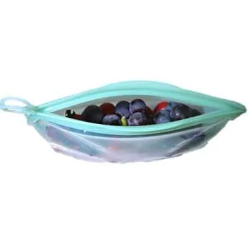 Gaia's Eco Kitchen Multipurpose Reusable Food Storage Bags, Leakproof, Sustainable - Fresh & Frozen Meals, Snacks, On-The-Go, Freezer, Oven, Microwave, Dishwasher Safe - 3 Pack (16 oz, 30 oz, & 50 oz)