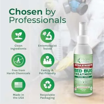 Hygea Natural Extra Strength Bed Bug & Mite Natural Travel Spray,TSA Approved Size, Child & Pet-Friendly, Stain & Odor Free, for Hotel, Suitcase, Backpack, Shoes, 66% Stronger Natural Formula(3oz)