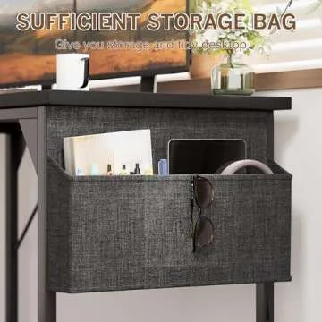 Shahoo 32 Inch Computer Desk, Wood Modern Simple Home Office Table for Small Spaces with Storage Bag and Headphone Hook for Home, Office, Study, Writing, Black