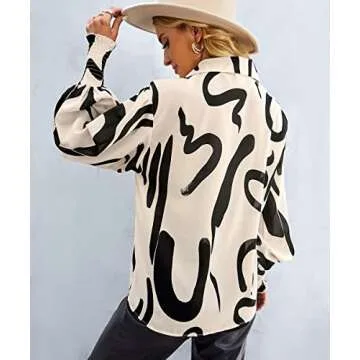 Mincib Women's Floral Print Blouse Long Sleeve Button Down Shirts Casual Dressy Blouse Shirts Tops(A...
