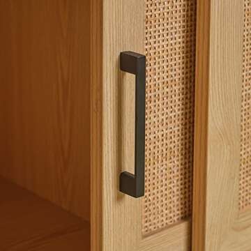 Balkene Home 64018 Harvey Media Console Table Organize Entertainment System Stereo Record Player Or Use As TV Stand Multi Use Living Spaces Lightweight & Easy Assemble - Media Console, Honey-Toned