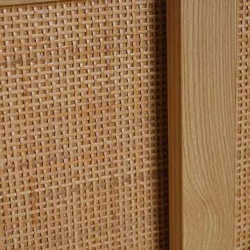 Balkene Home 64018 Harvey Media Console Table Organize Entertainment System Stereo Record Player Or Use As TV Stand Multi Use Living Spaces Lightweight & Easy Assemble - Media Console, Honey-Toned