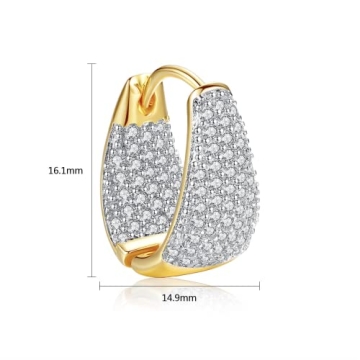Dainty Gold Silver Two Tone Wide Hoop Dangle Earrings with Clear Cubic Zirconia Fashion Jewelry for Womens Girls Sensitive Ears Chic Chunky Huggie Hoops Hypoallergenic