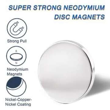 LOVIMAG Strong Neodymium Disc Magnets, Rare Earth Magnets with Double-Sided Adhesive for Fridge, Craft, and Office Magnets - 1.26 inch x 1/8 inch, Pack of 4