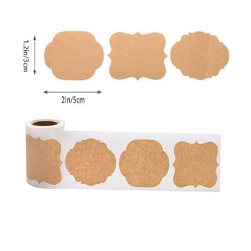 300PCS Canning Labels Name Tags Stickers, Kraft Paper Gift Tags Blank Self-Adhesive Handmade Jar Lab...