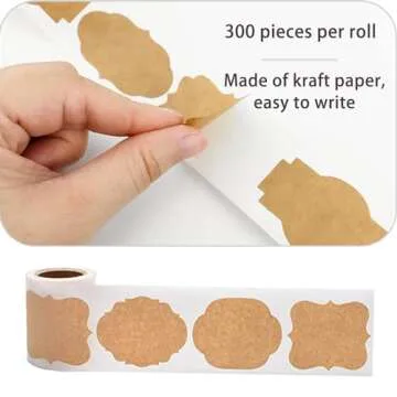 300PCS Canning Labels Name Tags Stickers, Kraft Paper Gift Tags Blank Self-Adhesive Handmade Jar Labels Sticker Write on for Storage Bins,Mason Jars,Food Containers,Canning Jars Christmas Gifts