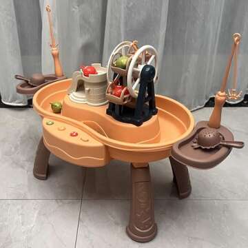 JS-Drhome Water Circulating Fishing Game Board Play Set with Music,Fishing Toys and Waterwhee,Intera...