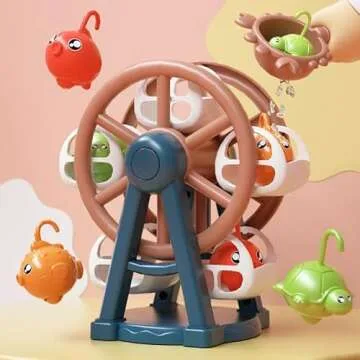 JS-Drhome Water Circulating Fishing Game Board Play Set with Music,Fishing Toys and Waterwhee,Interactive Small Toddlers Water Table, Kitchen Sink Table Play,Kids Role Play