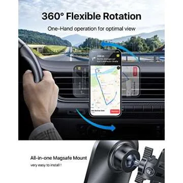 andobil Upgraded for MagSafe Car Mount Pro [Strongest Magnet, Big Phone Friendly] Magnetic Phone Holder for Car Vent Stable Cell Phone Car Holder Mount for iPhone 16 15 14 13 Pro Max Samsung S25 S24
