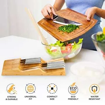 Bambüsi In-Drawer Knife Block Perfect for Kitchen Storage