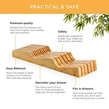 Bambüsi In-Drawer Knife Block Perfect for Kitchen Storage