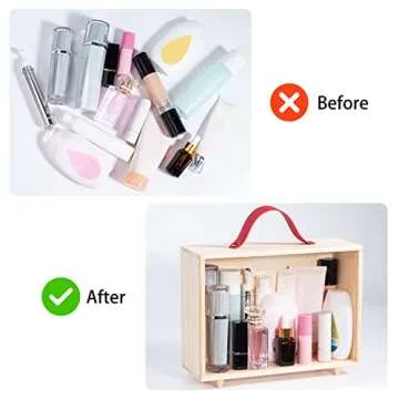 Useekoo Wooden Display Case for Collectibles, Wood Gift Box Storage Container with Handle and Slide Acrylic Lid, Shadow Box Unfinished Rustic Desktop Box for Dolls, Collections 10.4'' x 3.6'' x 8''