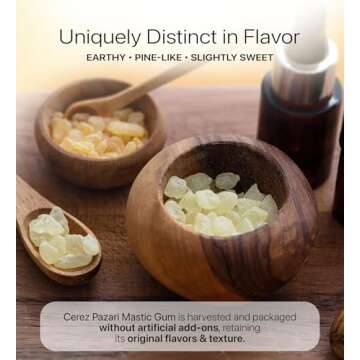 Cerez Pazari Natural Mastic Gum - Greek Chios Pure Gum - Sugarless Gum Made From Resin Of Mastiha Trees - Jaw Exerciser - Vegan, Non-GMO - 0.88 oz