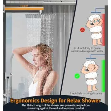 SR SUN RISE SRSH-F5043 Bathroom Luxury Rain Mixer Combo Set Wall Mounted Rainfall Shower Head System Polished Chrome, (Contain Faucet Rough-in Valve Body and Trim)