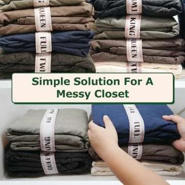 ECOHomes Bed Sheet Organizer and Storage Size Label Bands | Bed Sheets Set Organizers for Linen Closet Organization - Elastic Bedding Band Labels for Organizing Bedsheet (Twin 4PCs Pack | Cream)