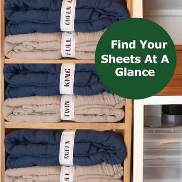 ECOHomes Bed Sheet Organizer and Storage Size Label Bands | Bed Sheets Set Organizers for Linen Closet Organization - Elastic Bedding Band Labels for Organizing Bedsheet (Twin 4PCs Pack | Cream)