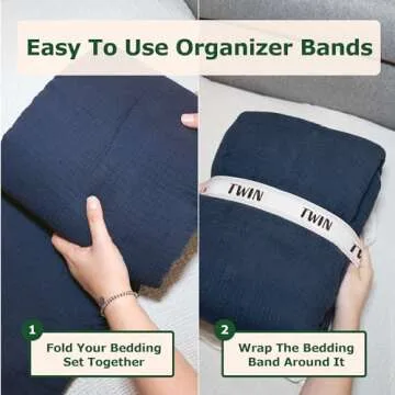 ECOHomes Bed Sheet Organizer and Storage Size Label Bands | Bed Sheets Set Organizers for Linen Closet Organization - Elastic Bedding Band Labels for Organizing Bedsheet (Twin 4PCs Pack | Cream)