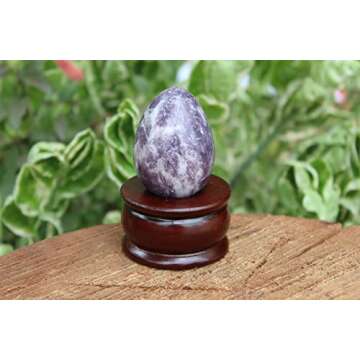 Jet Natural Lepidolite Gemstone Egg for Healing & Meditation