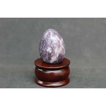 Jet Natural Lepidolite Gemstone Egg for Healing & Meditation