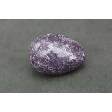 Jet Natural Lepidolite Gemstone Egg for Healing & Meditation