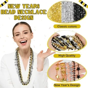 50PCS New Years Eve Necklace Party Supplies 2025