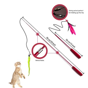 M JJYPET Retractable Cat Wand with Interactive Toys