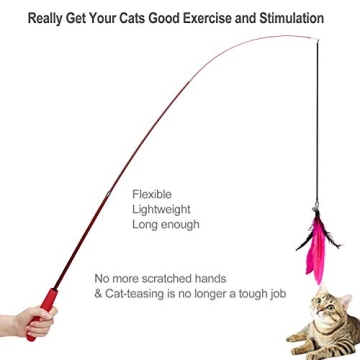 M JJYPET Retractable Cat Wand with Interactive Toys