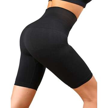 Homma Tummy Control Biker Shorts for Women High Waist Seamless Workout Running Shorts Athletic Compression Gym Shorts Yoga Shorts Black S