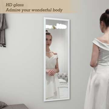 whitebeach 48" x 16" Over The Door Mirror Full Length Mirror Door Mirror Wall Mirror Hanging with 2 ...