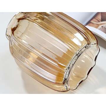 Large Amber Glass Vase for Flowers Ribbed Tall Gold Floor Vase 8.0" Decorative Vases for Home Table Centerpieces Flowers Decor and Farmhouse(Brown 8.0in)