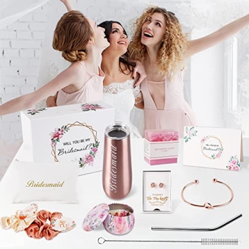 Bridesmaid Proposal Gift Box with Champagne Glasses