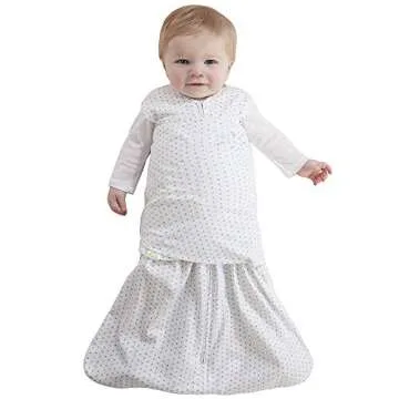 HALO 100% Cotton Sleepsack Swaddle, 3-Way Adjustable Wearable Blanket, TOG 1.5, Blue and Grey Dot, Small, 3-6 Months
