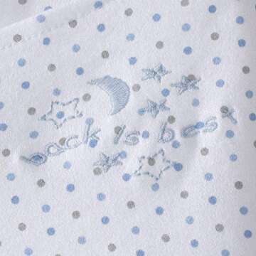 HALO 100% Cotton Sleepsack Swaddle, 3-Way Adjustable Wearable Blanket, TOG 1.5, Blue and Grey Dot, Small, 3-6 Months