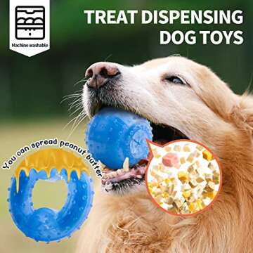 SPOFLY Dog Chew Toys Puppy Teething Ring Teething Ball, Freezable Dog chew Toys, Frozen Puppy Toys Set of 2, Dental Cleaning Toys