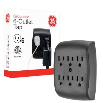 GE 6-Outlet Extender Wall Tap - Grounded Charging Station for Home and Office