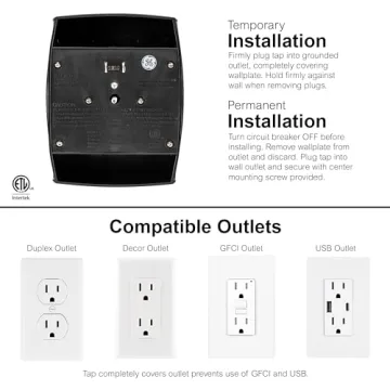 GE 6-Outlet Extender Wall Tap for Efficient Charging Solution