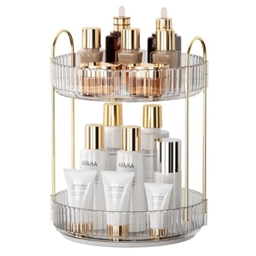 360 Rotating Makeup Organizer - Elegant, High Capacity Storage for Vanity & Bathroom