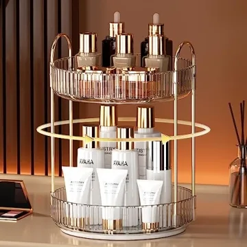Elegant 360 Rotating Makeup Organizer High Capacity Storage