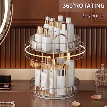 Elegant 360 Rotating Makeup Organizer High Capacity Storage