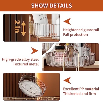 Elegant 360 Rotating Makeup Organizer High Capacity Storage