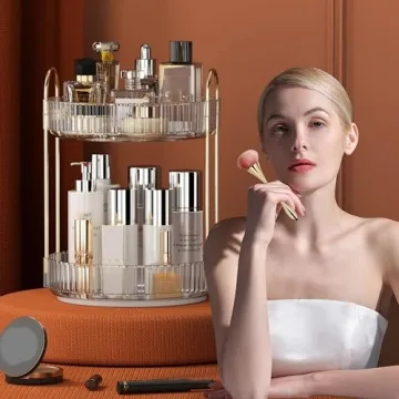 Elegant 360 Rotating Makeup Organizer High Capacity Storage