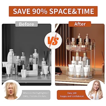 Elegant 360 Rotating Makeup Organizer High Capacity Storage