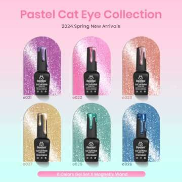 Beetles Spring Gel Nail Polish Set, 6 Colors Cat Eye Gel Nail Set Glitter Velvet Valentines Gel Poli...