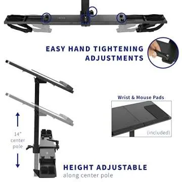 VIVO Universal Wooden Laptop Treadmill Desk, Adjustable Ergonomic Notebook Mount Stand for Treadmills, Includes Mouse Pad and Wrist Support, Stand-TDML4