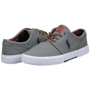 POLO RALPH LAUREN Men's Faxon Low Sneaker, Grey, 10.5 D US