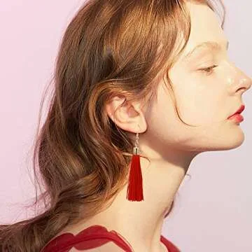 20 Pairs Tassel Earrings with Colorful Tassel Long Layered Dangle Hoop Tiered Thread Earrings Set for Women Jewelry Fashion and Valentine Birthday Party Gift