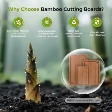 BNBUN Bamboo Cutting Board 3 Piece Set with Juice Groove