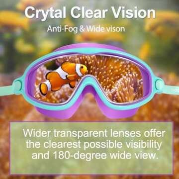 UV Protection Kids Swim Goggles Anti-Fog Wide View 2 Pack