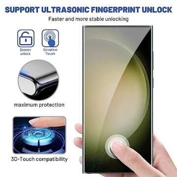3 Pack Galaxy S23 Ultra Screen Protector, HD Clear Tempered Glass, Fingerprint Unlock, 3D Curved, Scratch Resistant, No Bubble for Samsung Galaxy S23 Ultra 5G Glass Screen Protector